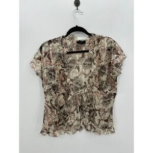 Y2K Sheer Tie Front Cardigan Top Women Sz S Fairy Ruffle Short Sleeve Soft Girl